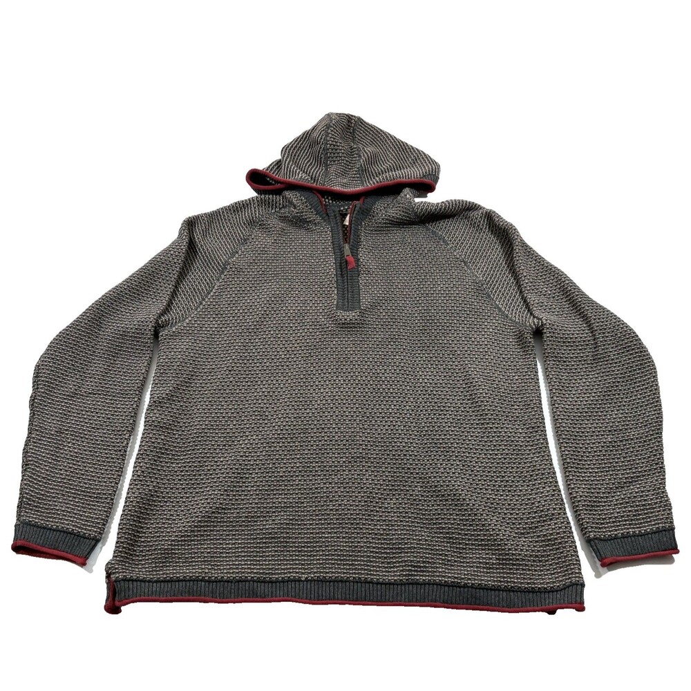 Carbon 2 Cobalt Mens Bark Oslo Texture 1/4 Zip Knit Pullover Hoodie Sweater Sz L